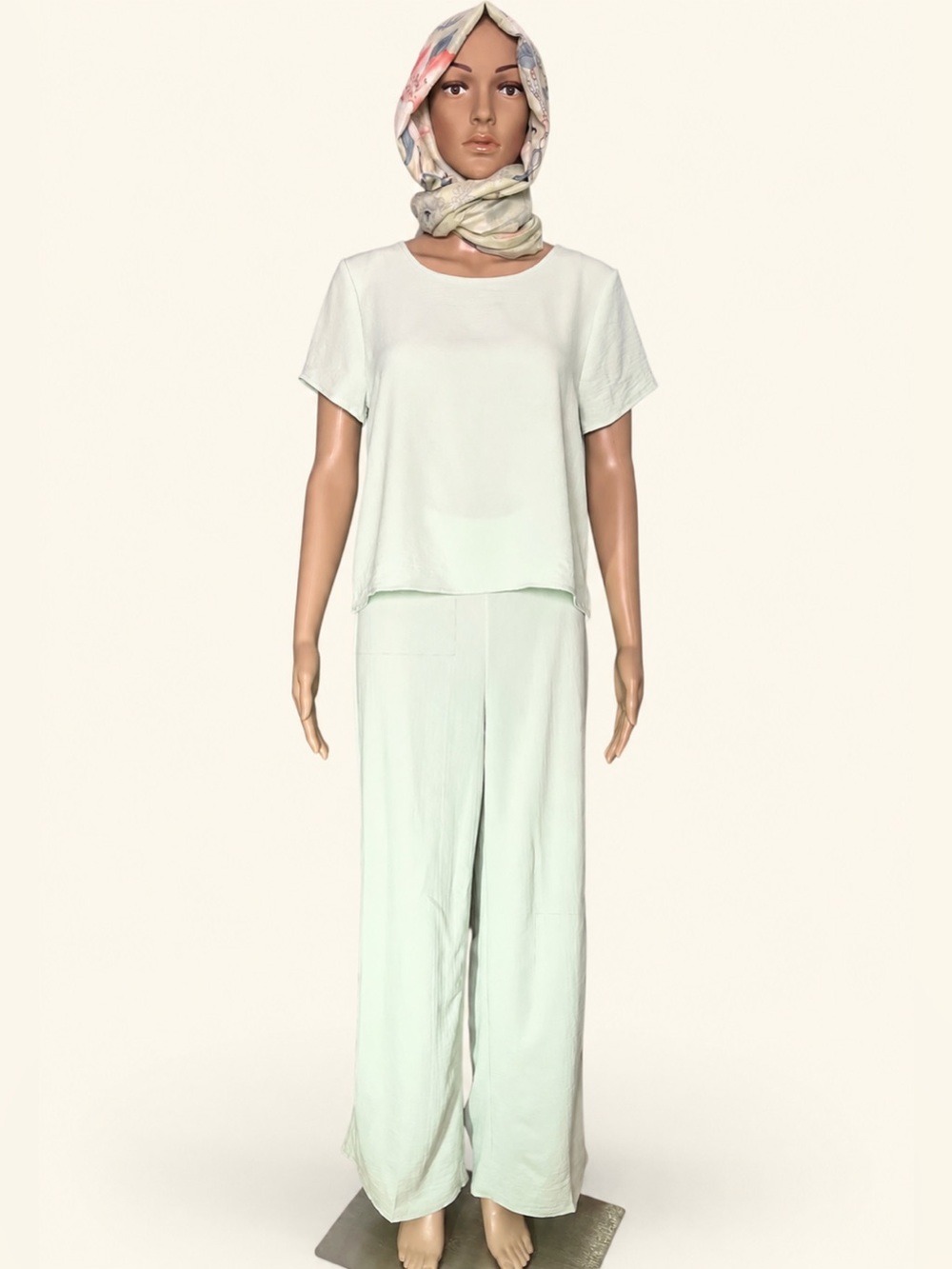 🫧🌿 21 Saints Pale Sea Foam Ultra Light Textured Palazzo Set • M